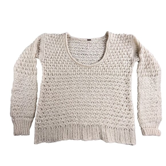 Free People Sweaters - Free People Sweater Women XS Textured Knit Pullover Boho Ribbed Wool Sheer Chic